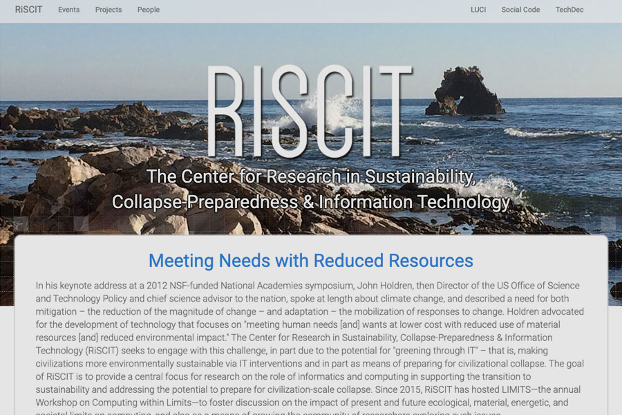 Center for Research in Sustainability, Collapse-Preparedness & Information Technology (RISCIT)