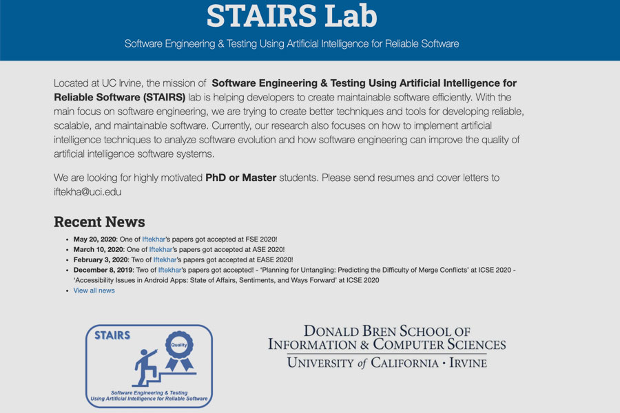 Software Engineering & Testing Using Artificial Intelligence for Reliable Software (STAIRS)